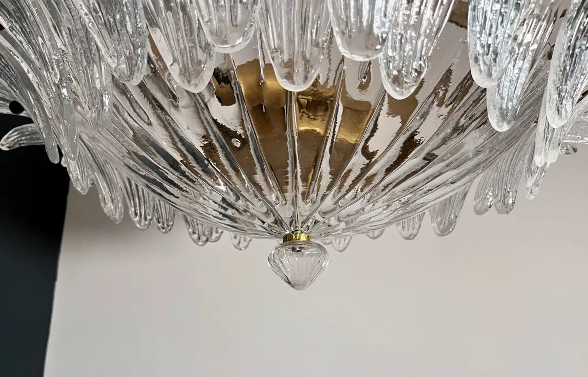 Murano Chandelier – 36 Clear Palmette Glass – detail 2 – Murano Classics