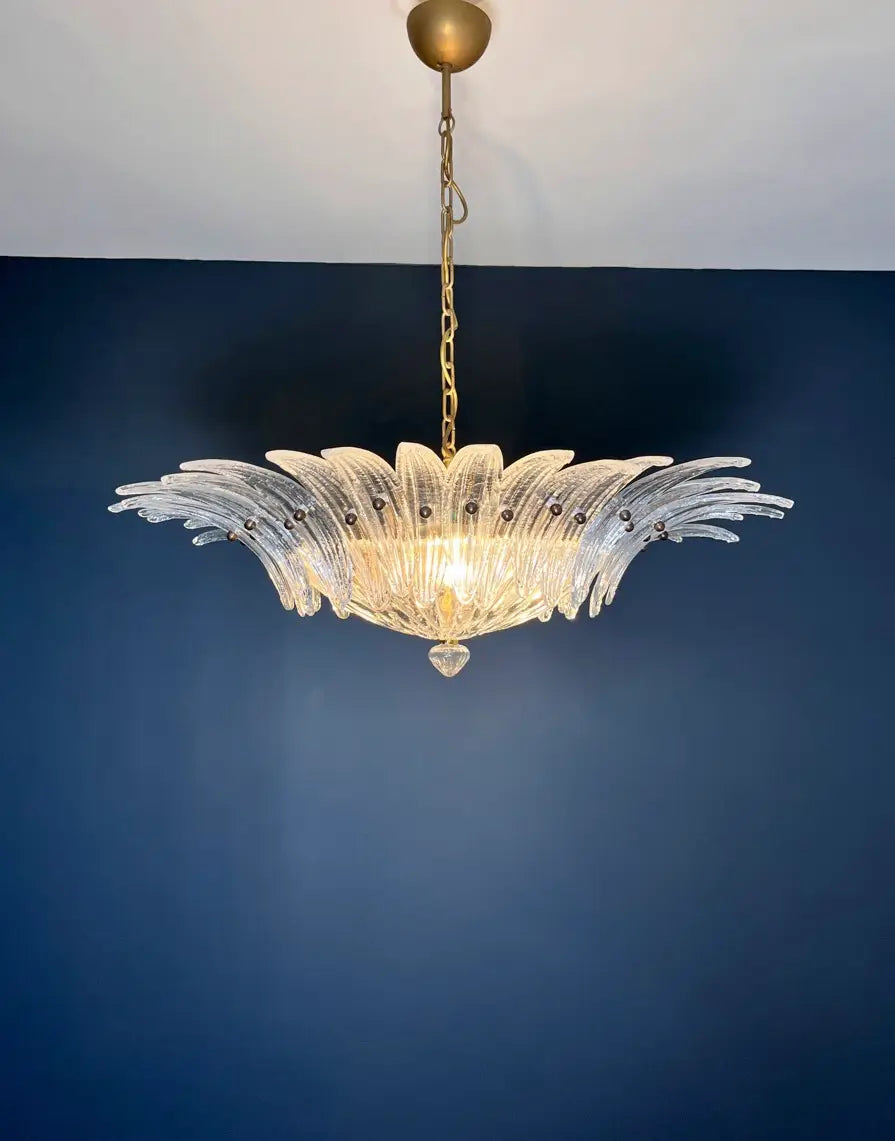 Murano Chandelier – 36 Clear Palmette Glass – detail 5 – Murano Classics