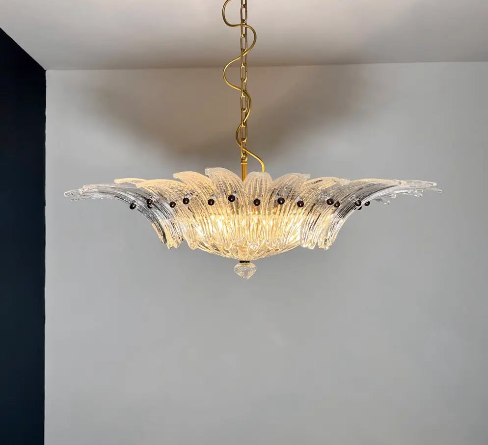 Murano Chandelier – 36 Clear Palmette Glass – detail 10 – Murano Classics