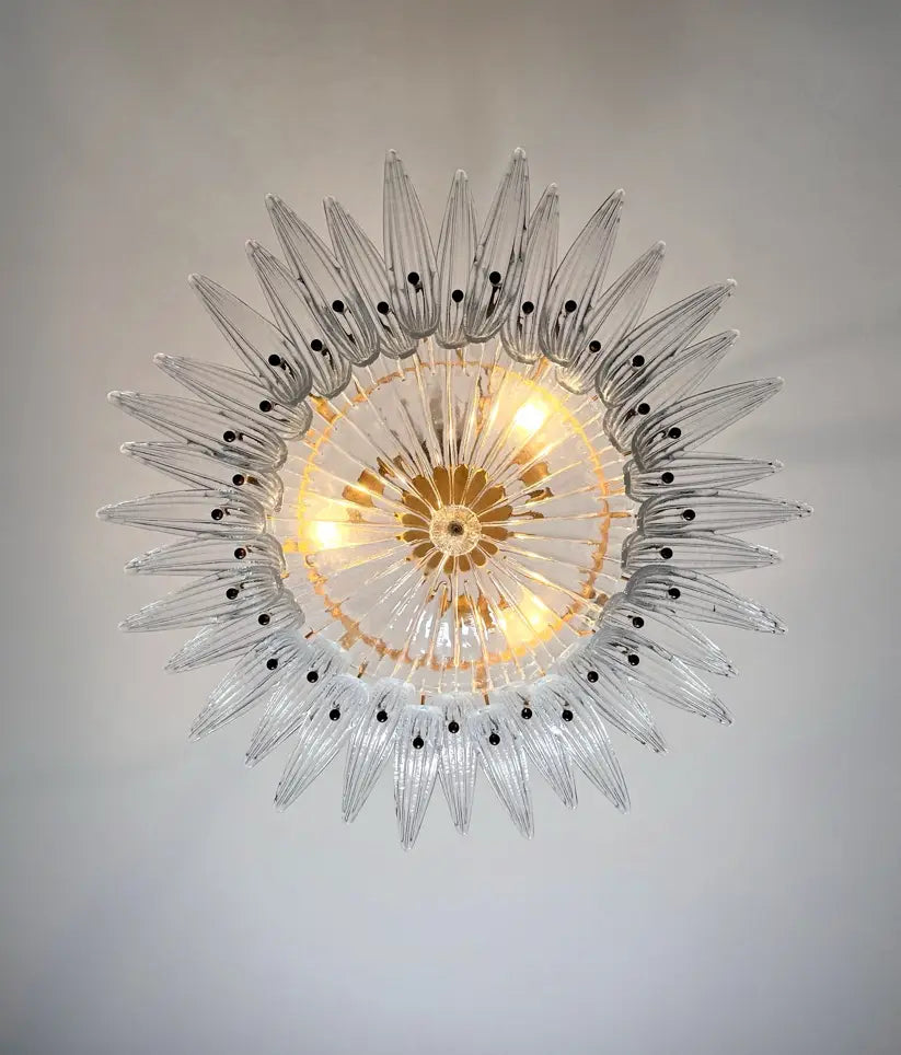 Murano Chandelier – 36 Clear Palmette Glass – detail 6 – Murano Classics