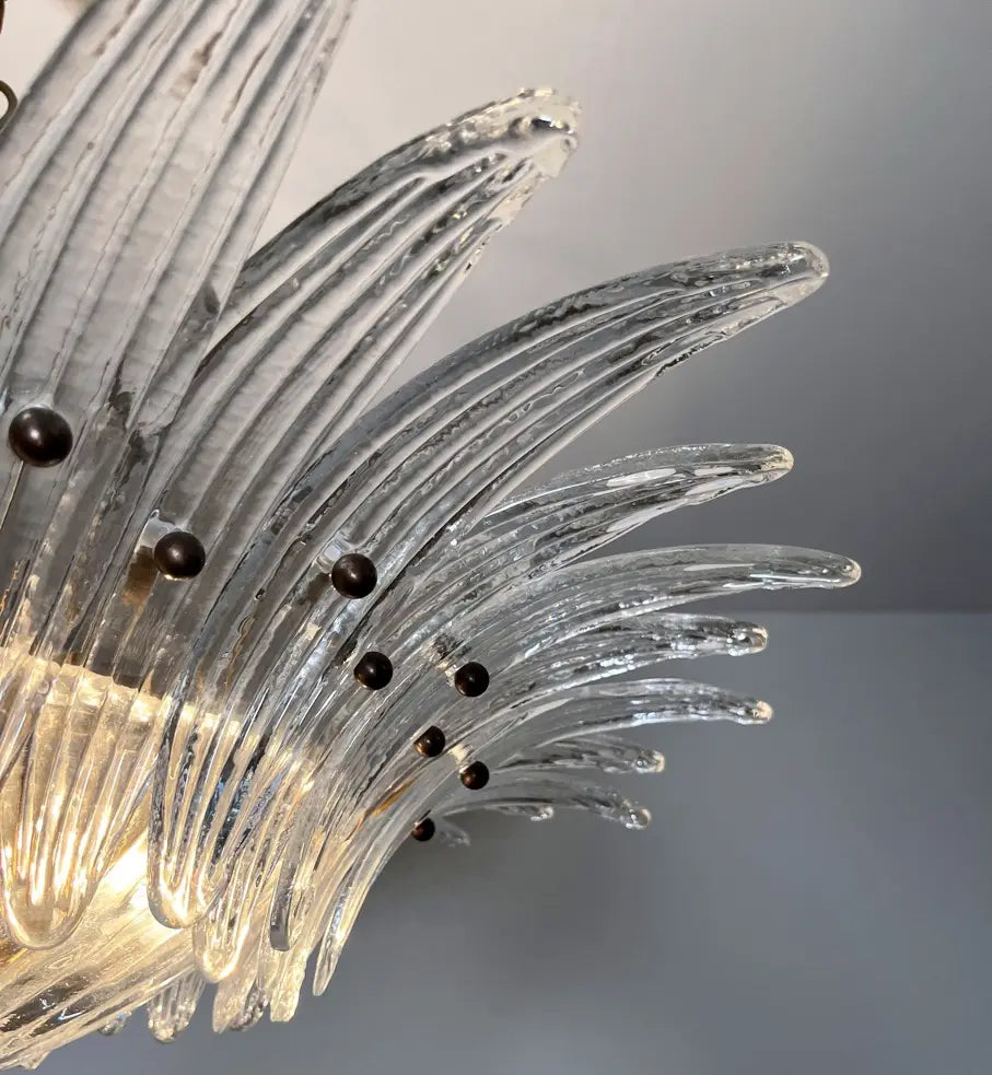 Murano Chandelier – 36 Clear Palmette Glass – detail 7 – Murano Classics