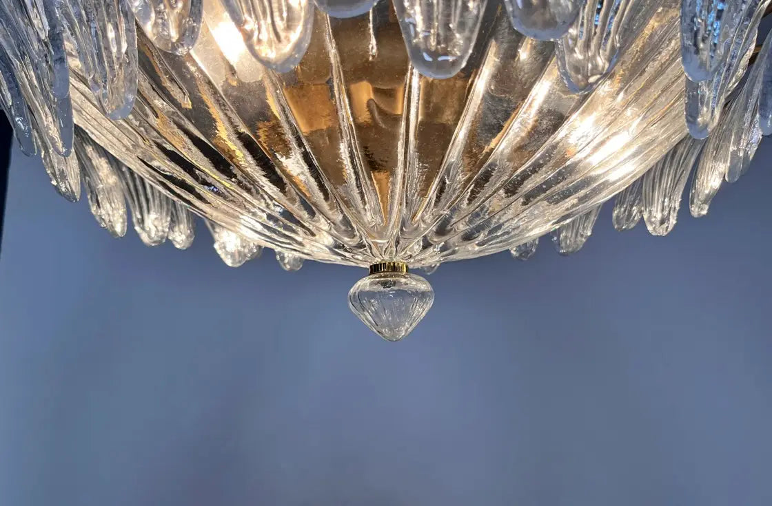 Murano Chandelier – 36 Clear Palmette Glass – detail 8 – Murano Classics