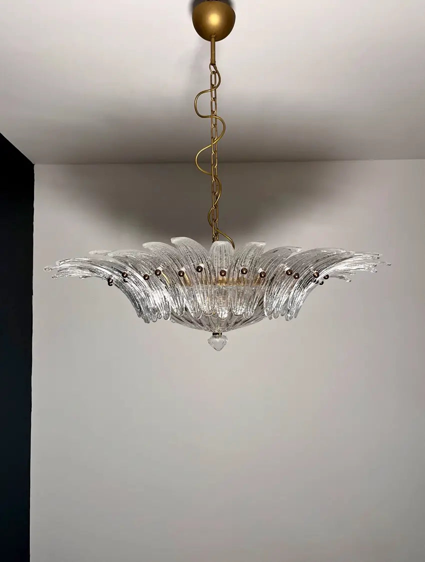 Murano Chandelier – 36 Clear Palmette Glass – detail 3 – Murano Classics