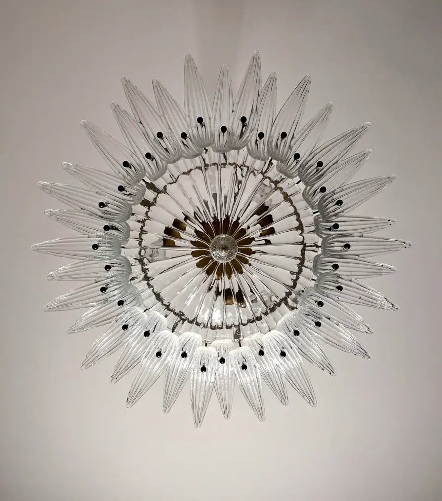 Murano Chandelier | 36 Clear Palmette Glass