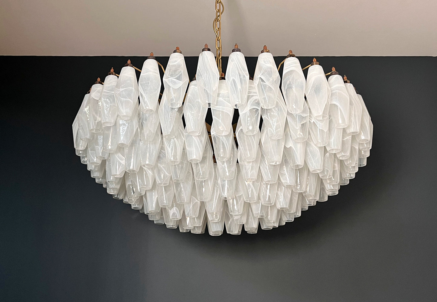 Murano Kroonluchter | 185 Alabaster Wit Poliedri Glas