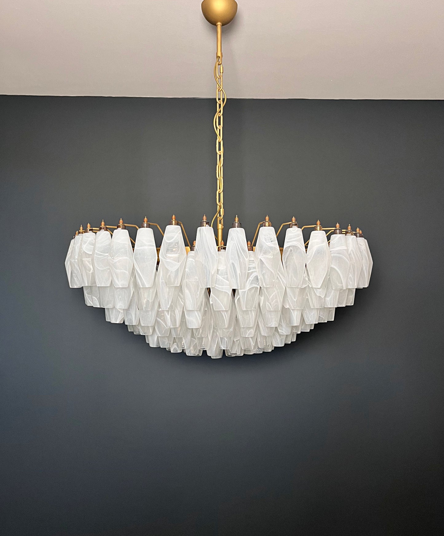 Murano Kroonluchter | 185 Alabaster Wit Poliedri Glas