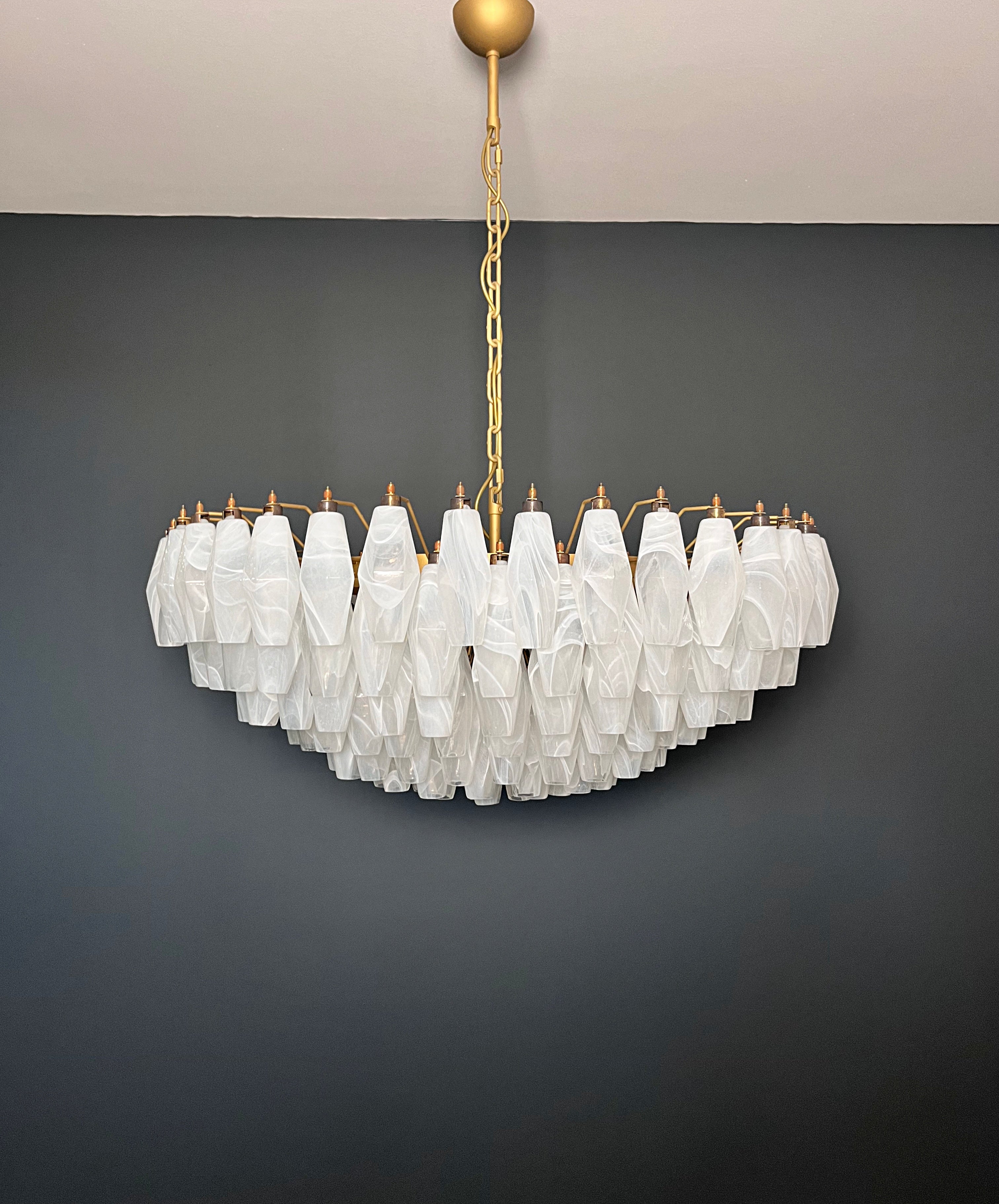 Murano Chandelier | 185 Alabaster White Poliedri Glass