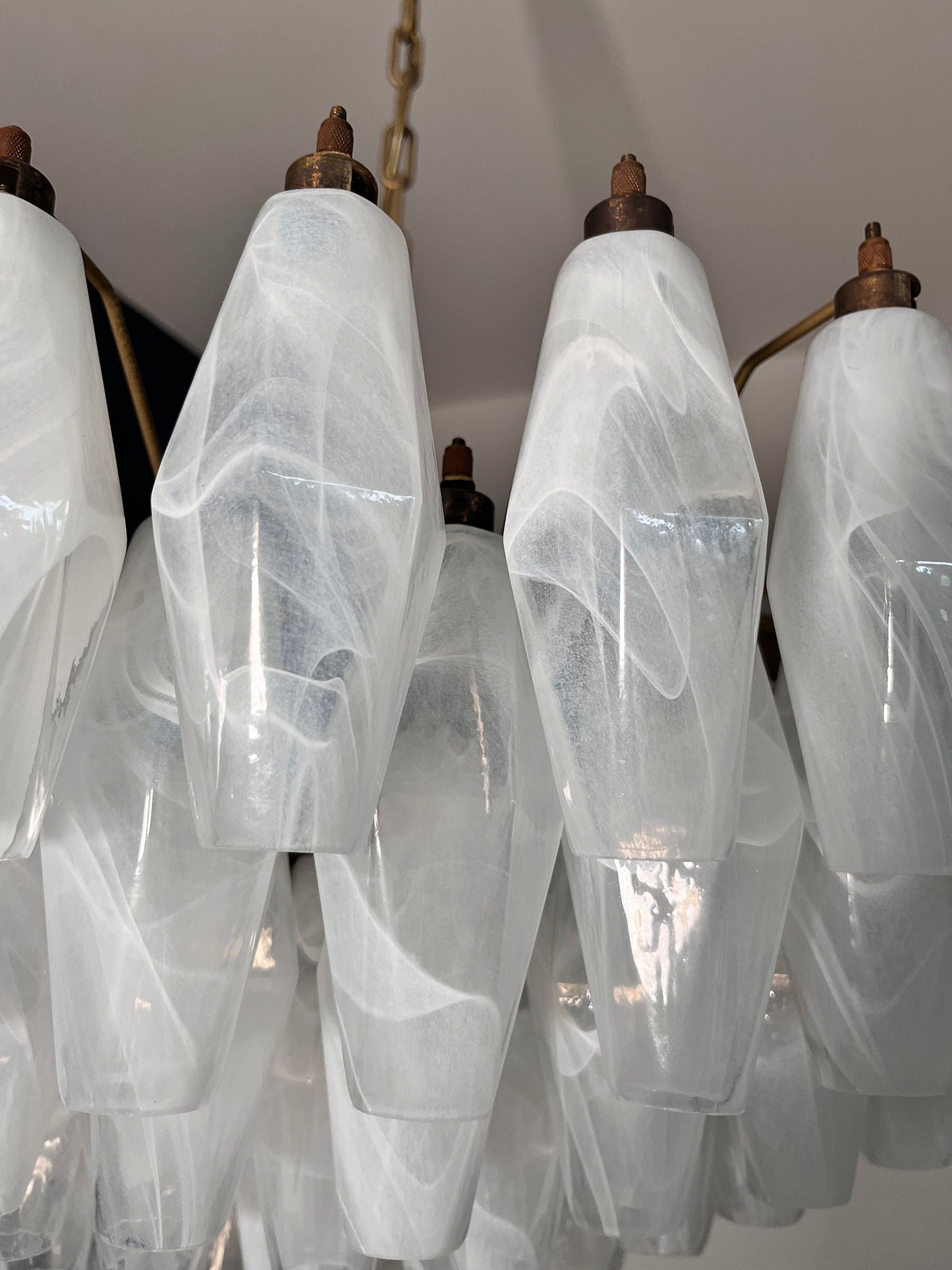 Murano Kroonluchter | 185 Alabaster Wit Poliedri Glas