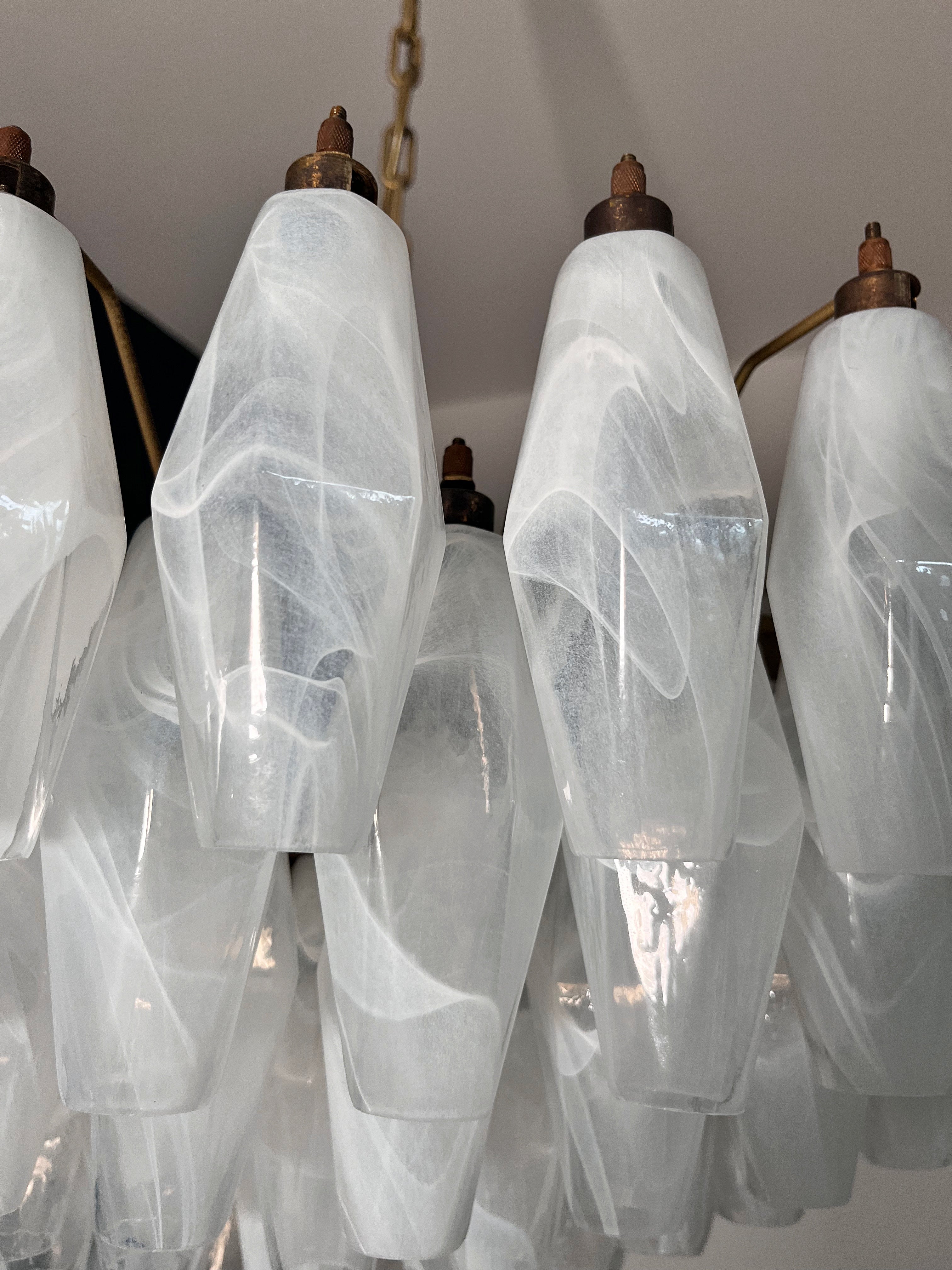 Murano Chandelier – 185 Alabaster White Poliedri Glass – detail 5 – Murano Classics