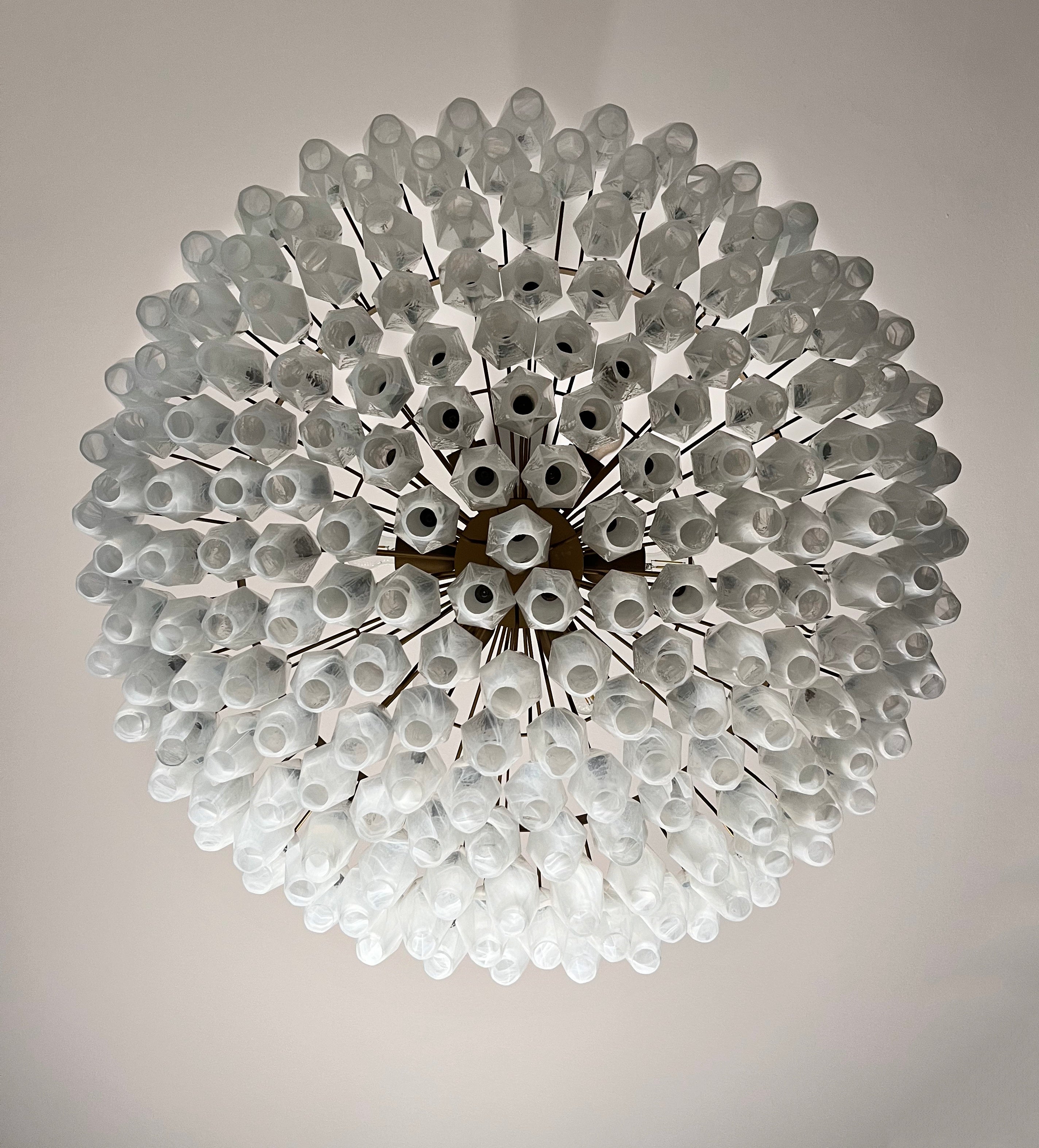 Murano Chandelier | 185 Alabaster White Poliedri Glass