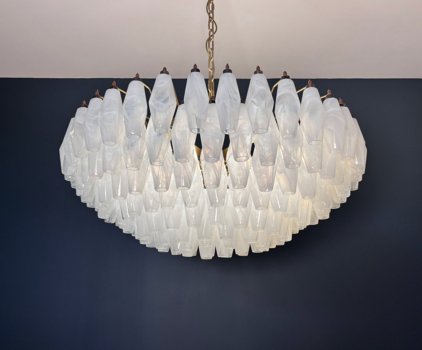Murano Kroonluchter | 185 Alabaster Wit Poliedri Glas