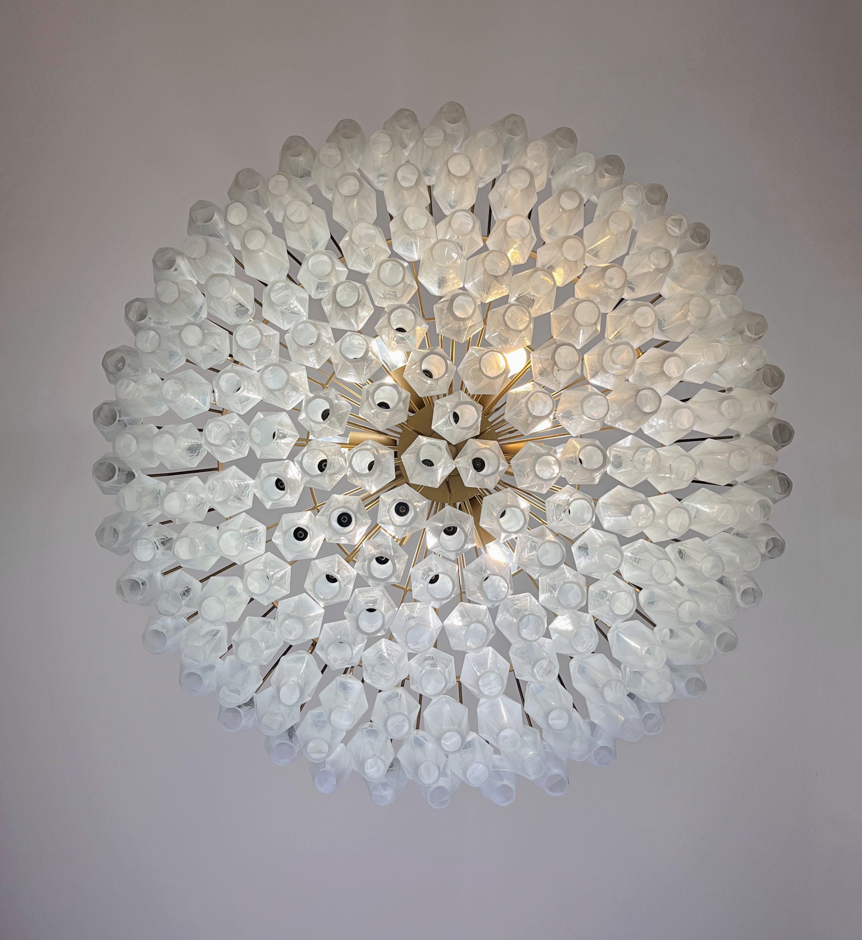 Murano Chandelier – 185 Alabaster White Poliedri Glass – detail 9 – Murano Classics