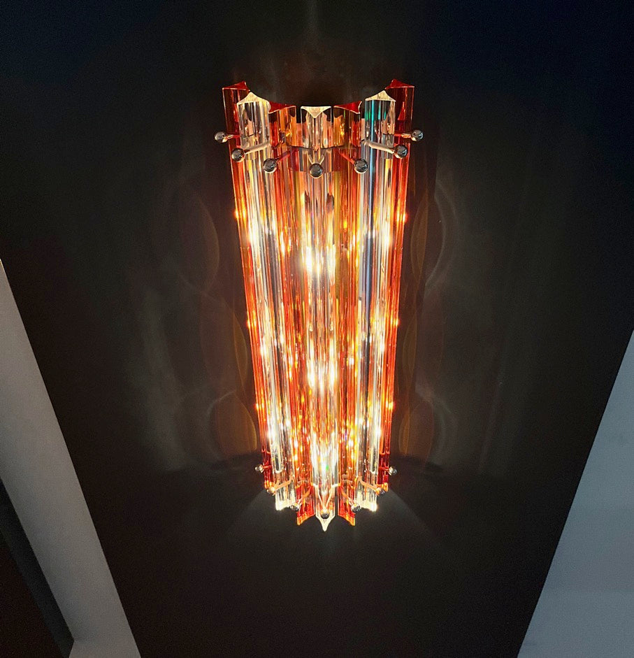 Murano Wall Lamp – 14 Clear Yellow Prism Glass – Set of 2 – detail 3 – Murano Classics