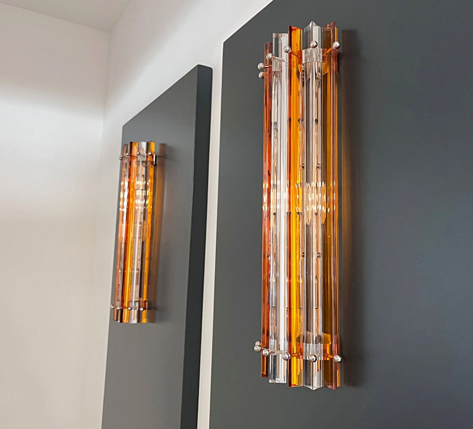 Murano Wall Lamp – 14 Clear Yellow Prism Glass – Set of 2 – detail 7 – Murano Classics