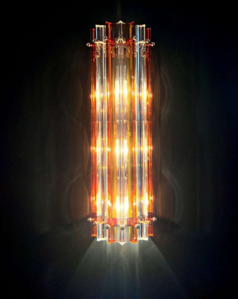 Murano Wall Lamp – 14 Clear Yellow Prism Glass – Set of 2 – detail 5 – Murano Classics