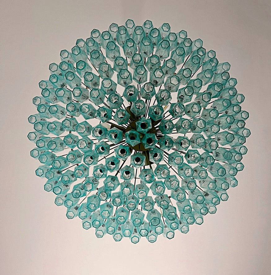 Lampadario Murano – 185 Vetri Poliedri Turchese – dettaglio 1 – Murano Classics