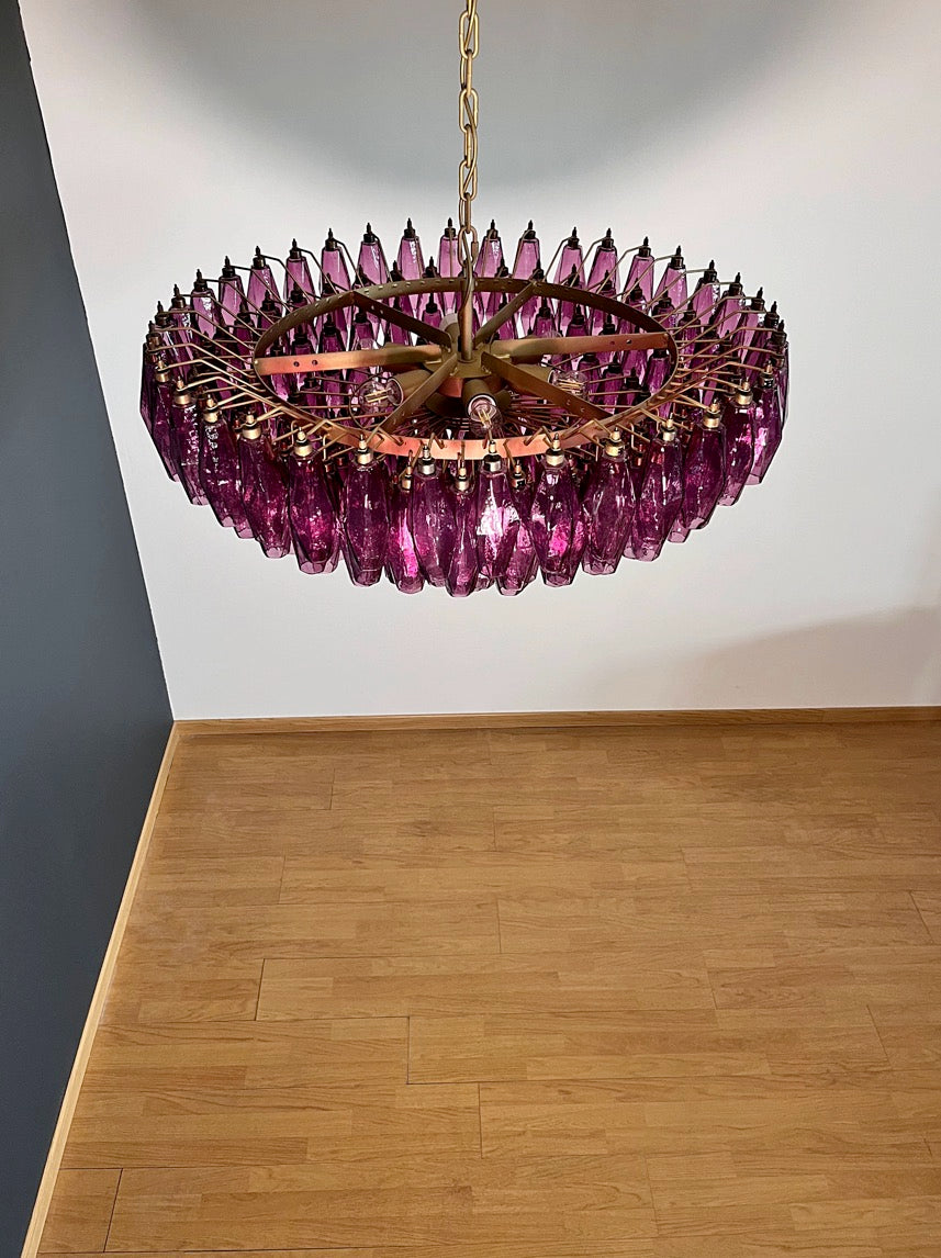 Murano Chandelier – 185 Purple Poliedri Glass – detail 10 – Murano Classics