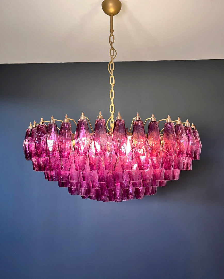 Murano Chandelier – 185 Purple Poliedri Glass – detail 7 – Murano Classics