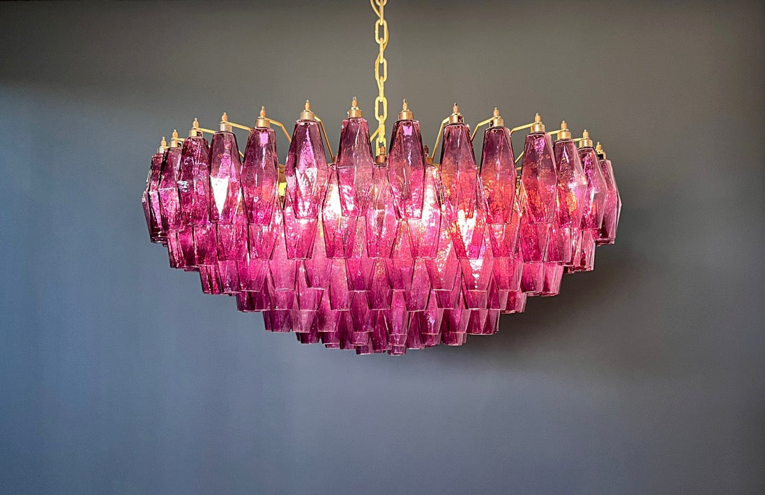 Murano Chandelier – 185 Purple Poliedri Glass – detail 4 – Murano Classics