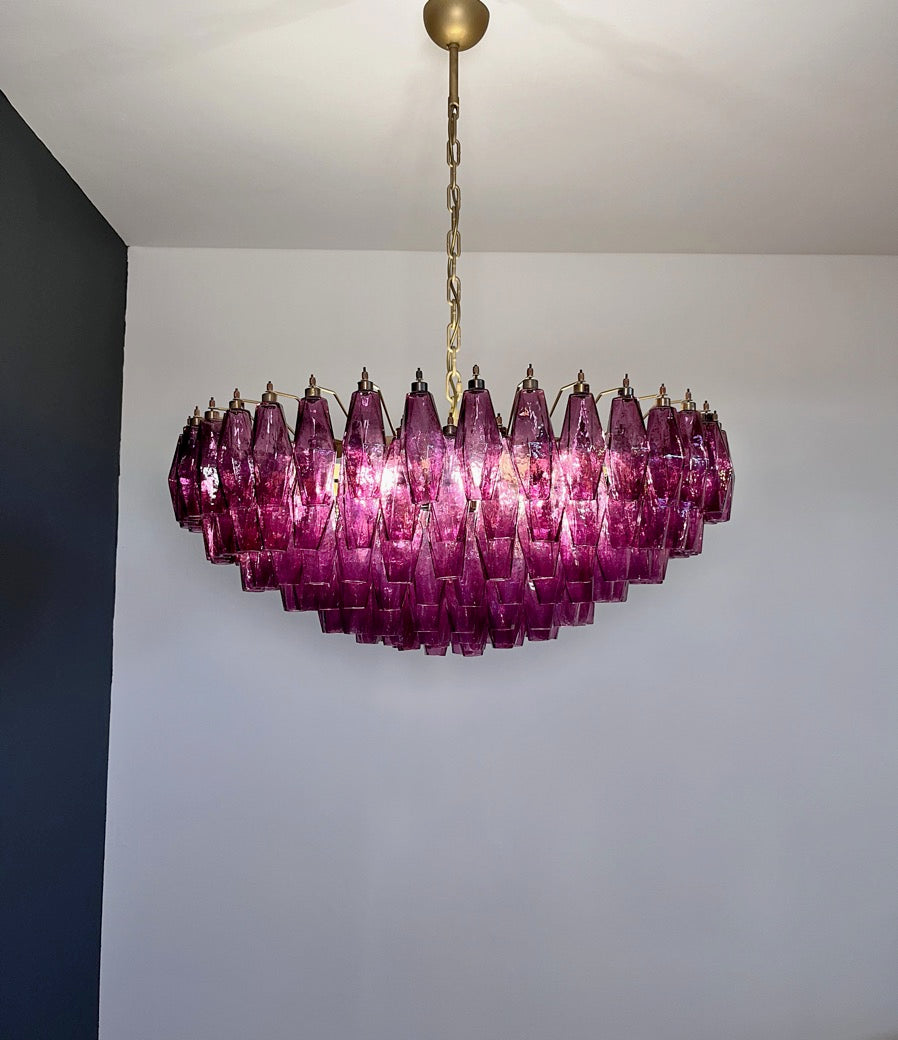 Murano Chandelier – 185 Purple Poliedri Glass – detail 5 – Murano Classics