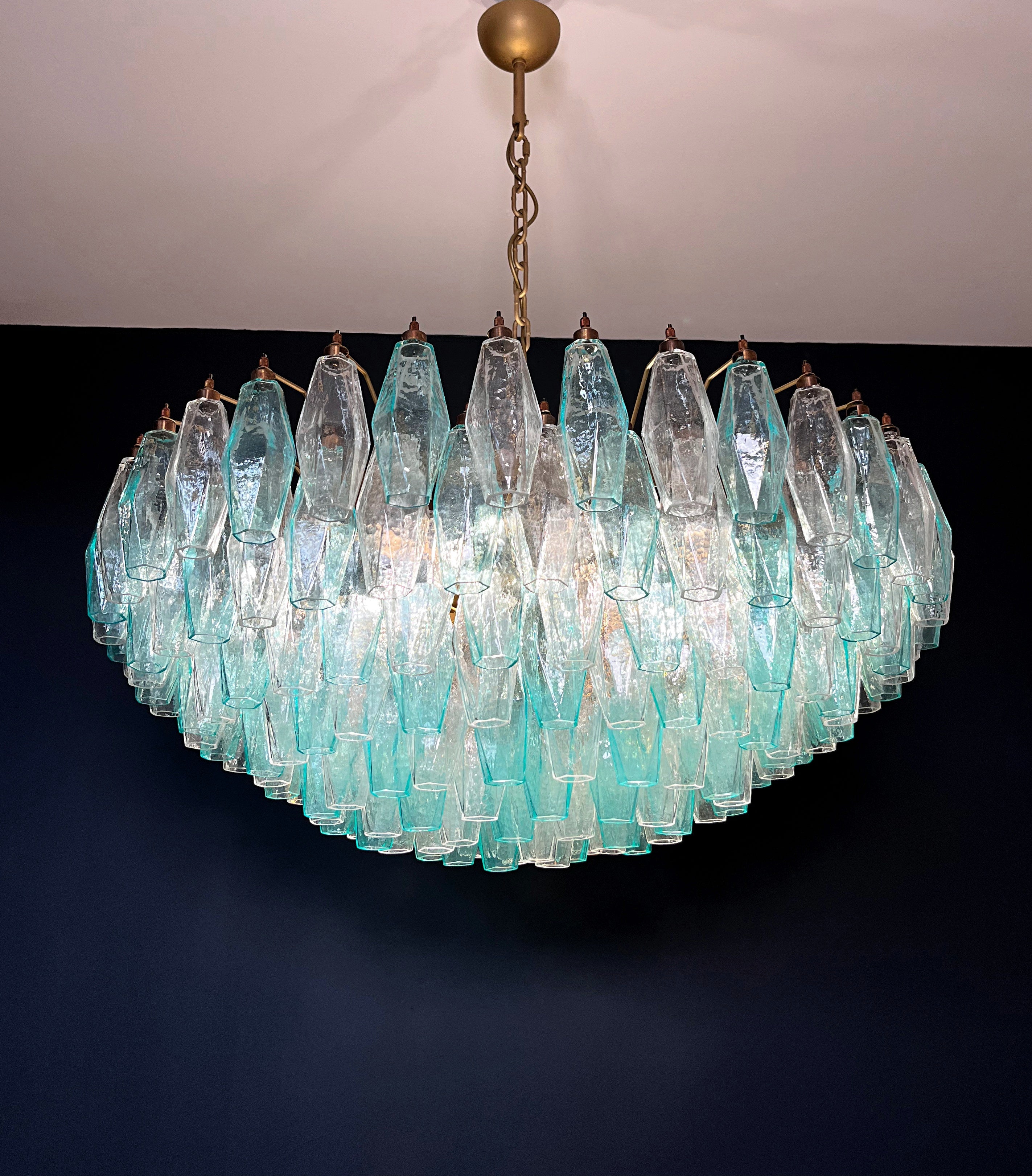 Murano Kroonluchter – 185 Turquoise en Heldere Poliedriglas – detail 5 – Murano Classics