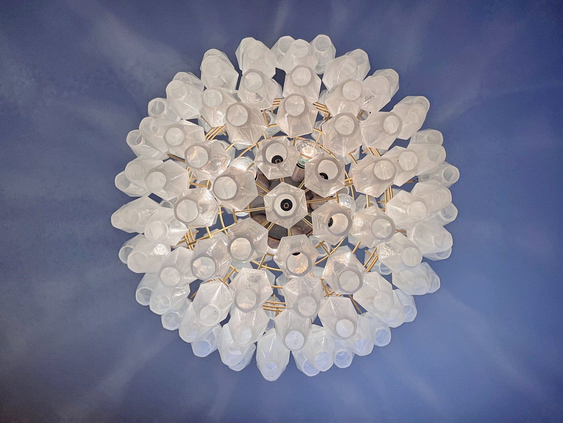 Murano Chandelier – 140 Alabaster White Poliedri Glass – detail 1 – Murano Classics
