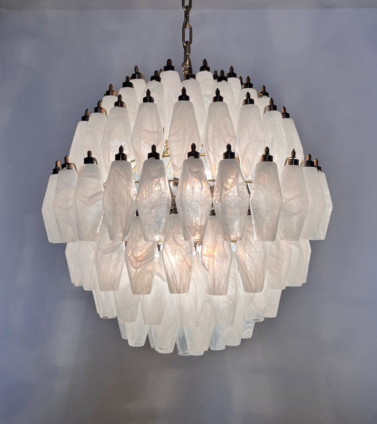 Lampadario Murano – 140 Alabastro Bianco Poliedri Vetro – dettaglio 9 – Murano Classics