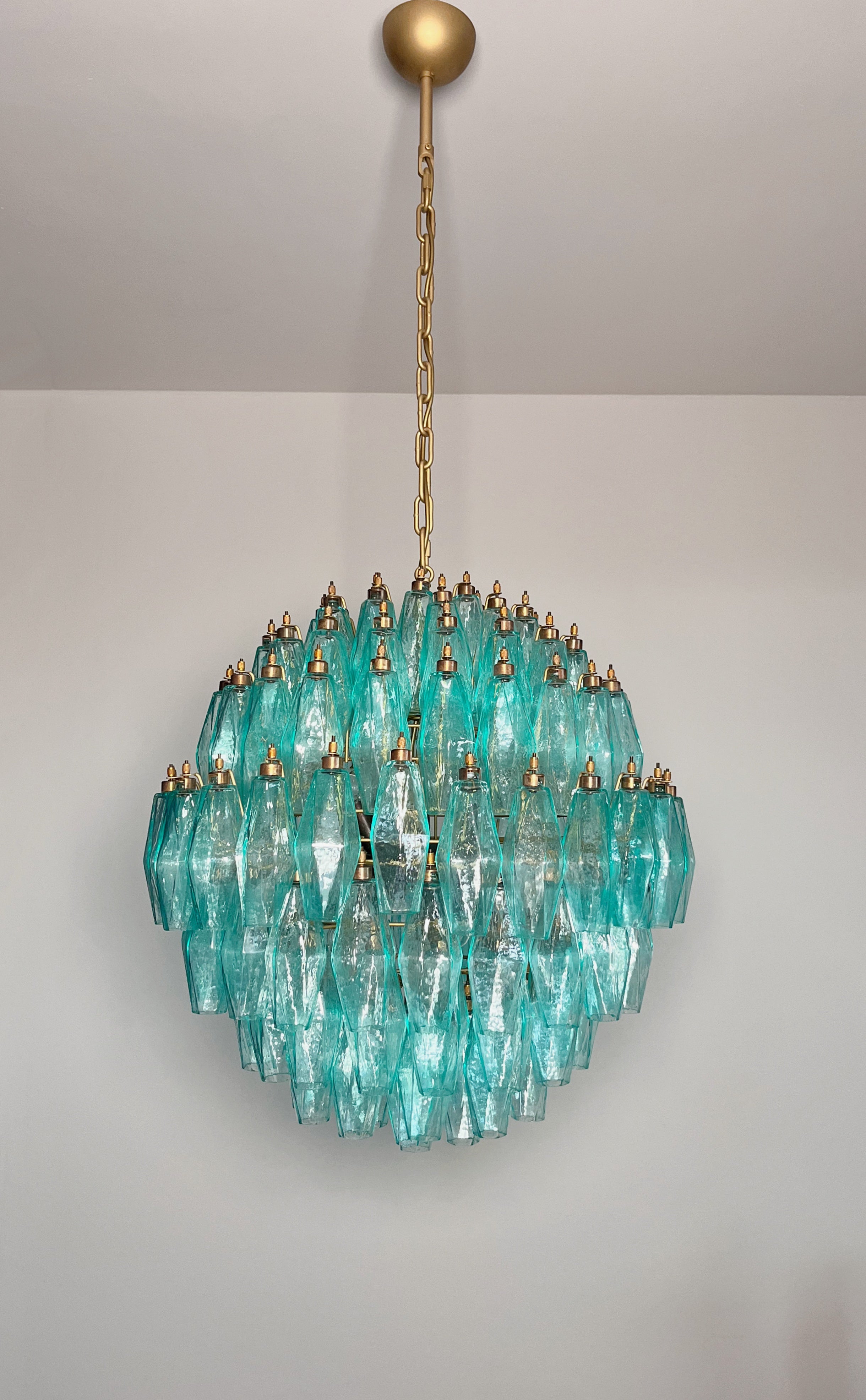 Murano Kroonluchter – 140 Turquoise Poliedriglazen – detail 3 – Murano Classics