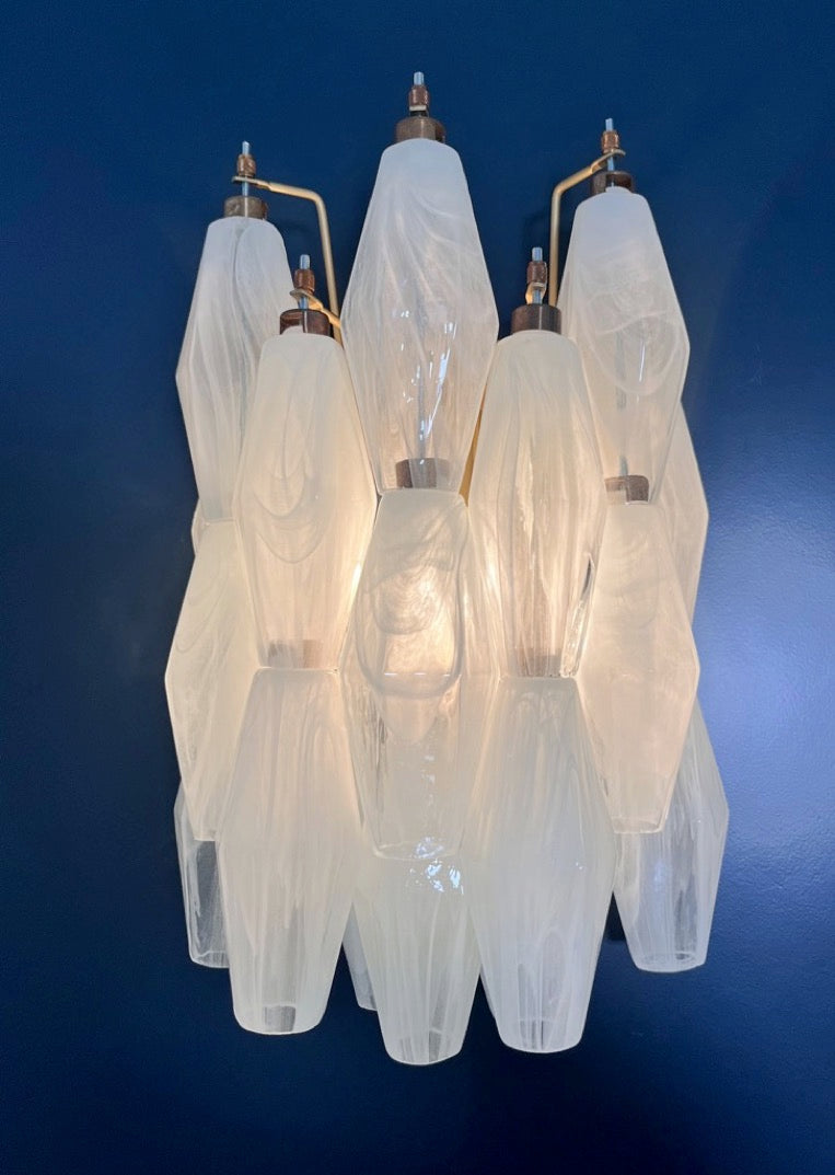 Murano Wandlampe – 17 Weiße Alabaster Poliedriglas – 2er-Set – Detail 5 – Murano Classics