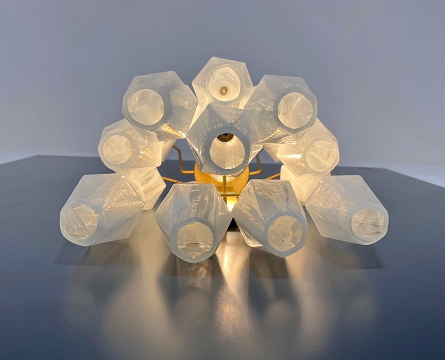 Murano Vegglampe – 17 Hvite Alabaster Poliedriglass – 2 stk – detalj 1 – Murano Classics