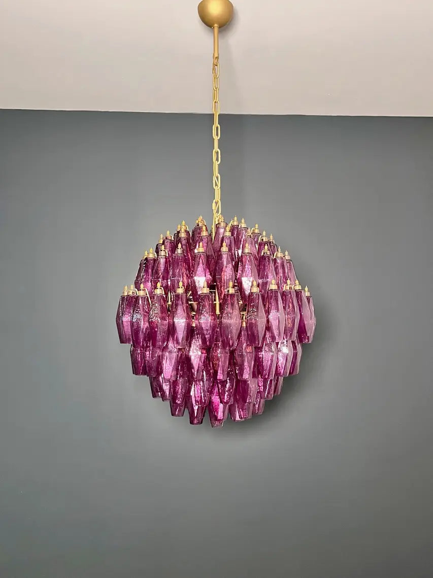 Murano Kroonluchter | 140 Paarse Poliedri Glas