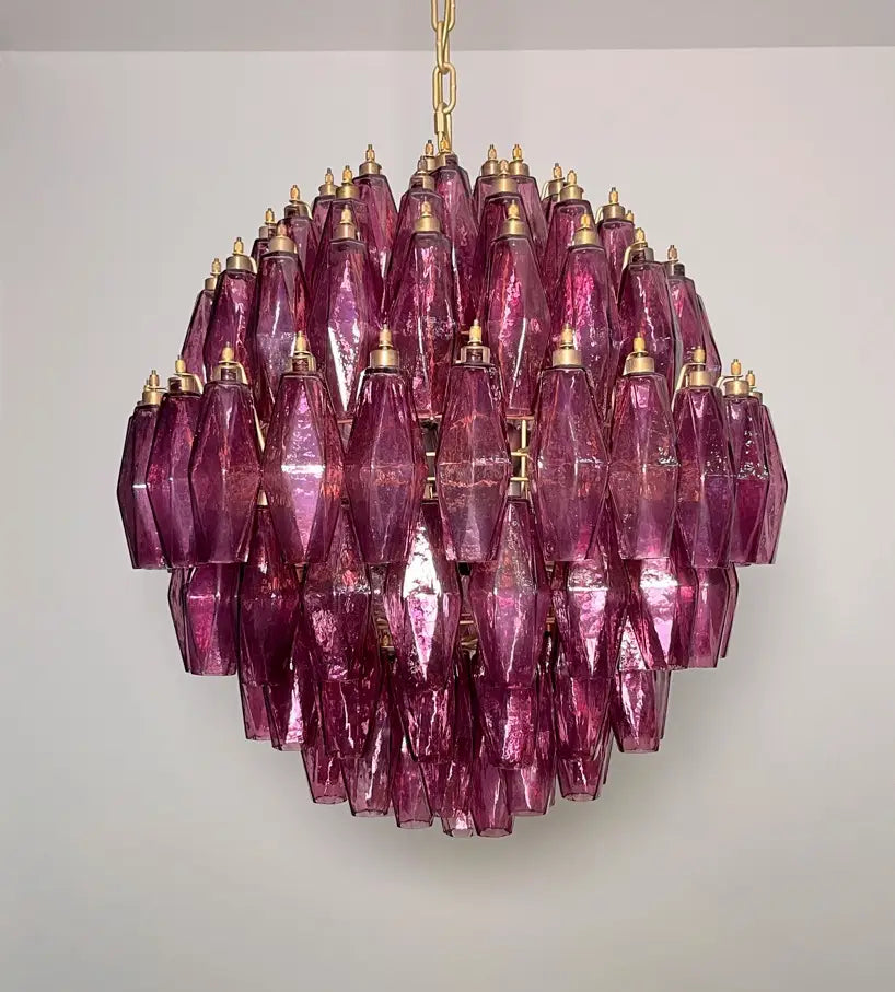 Murano Kroonluchter | 140 Paarse Poliedri Glas