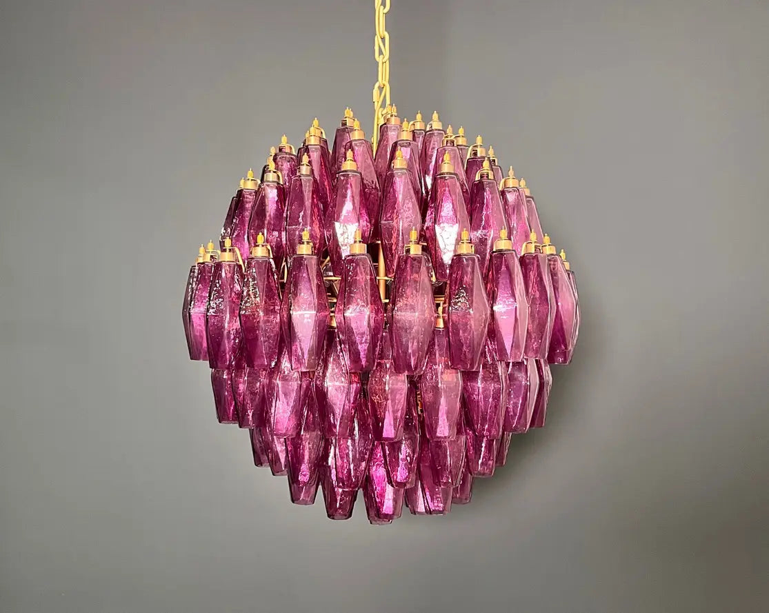 Murano Kroonluchter | 140 Paarse Poliedri Glas