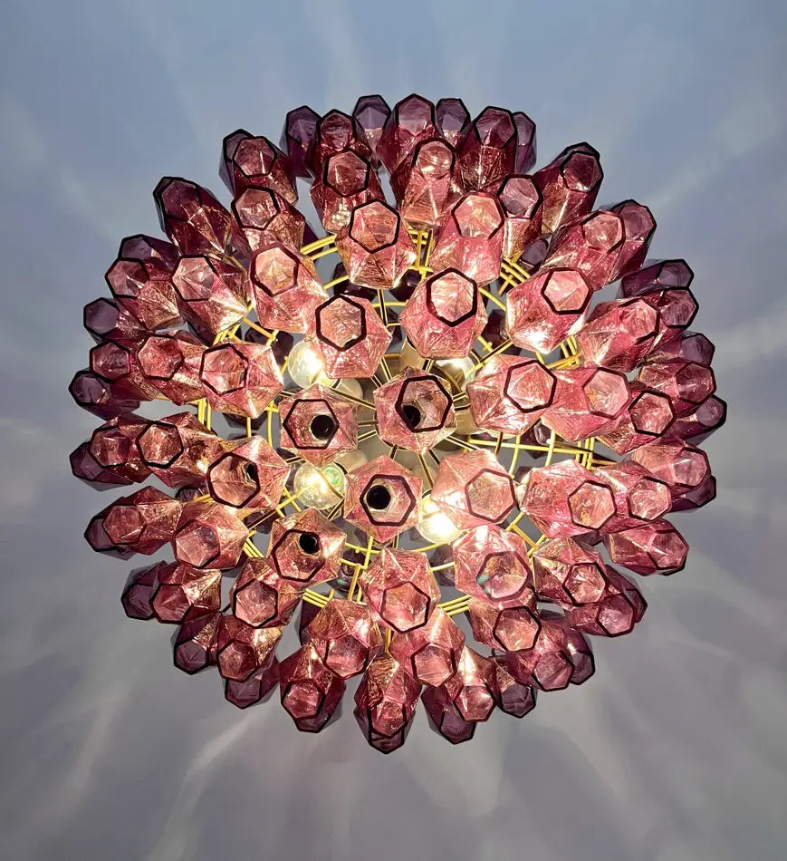 Murano Kroonluchter | 140 Paarse Poliedri Glas