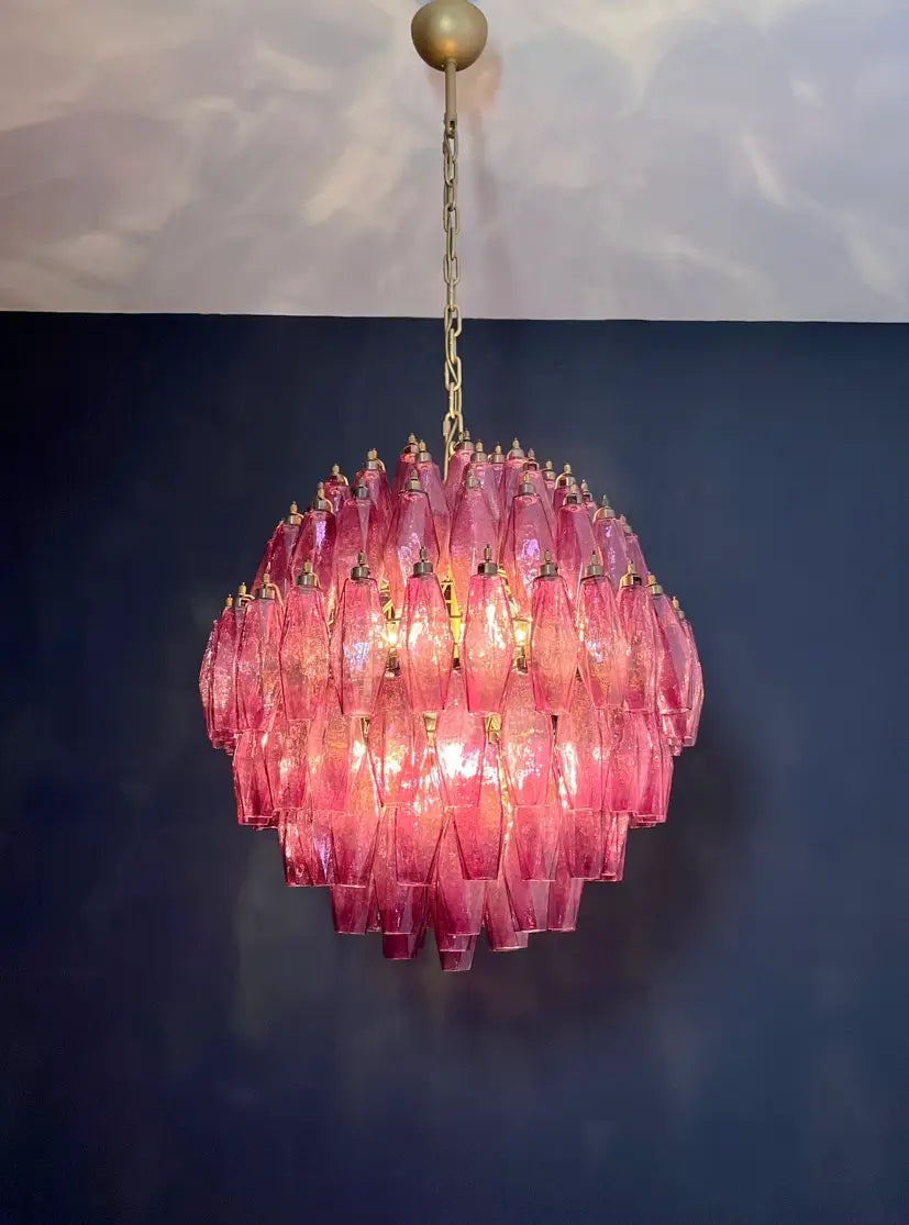 Murano Kroonluchter | 140 Paarse Poliedri Glas
