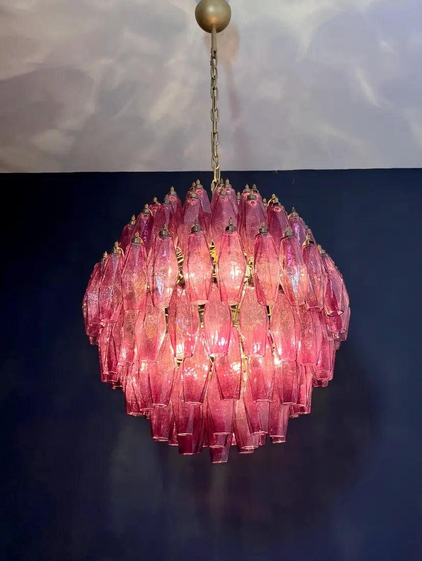 Murano Kroonluchter | 140 Paarse Poliedri Glas