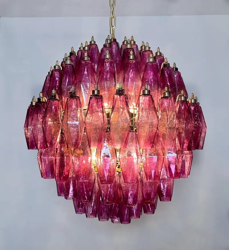 Murano Kroonluchter | 140 Paarse Poliedri Glas