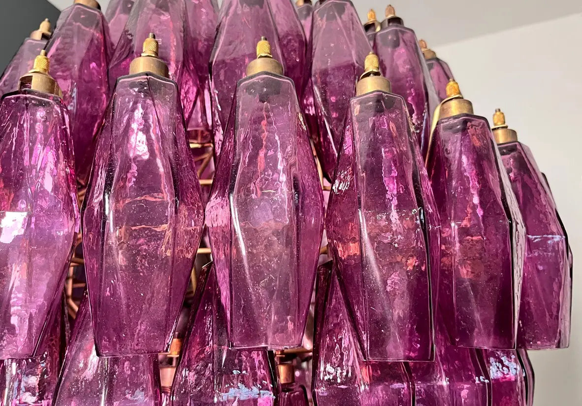 Murano Kroonluchter | 140 Paarse Poliedri Glas