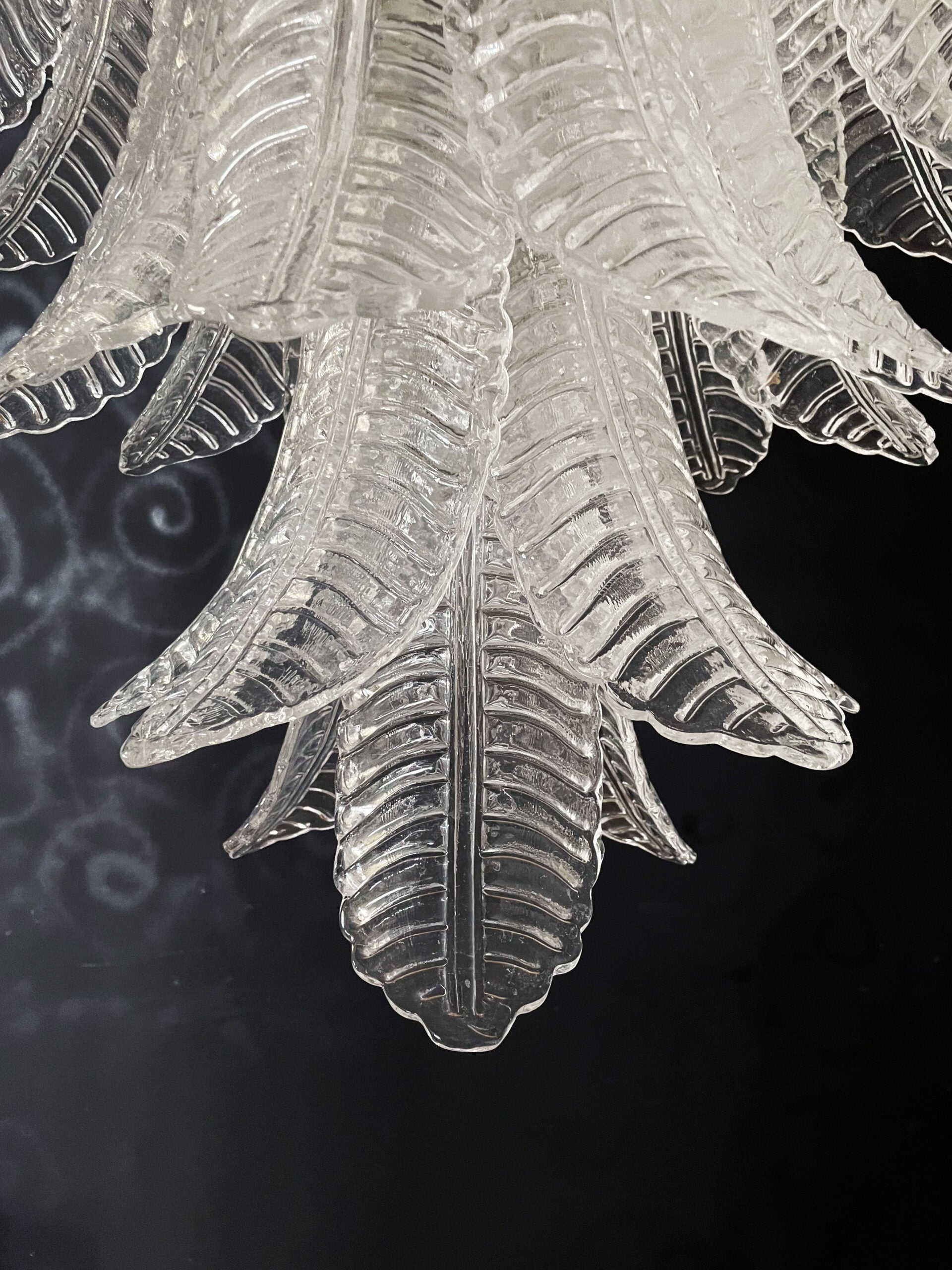 Murano Chandelier – 75 Clear Felci Glass – detail 5 – Murano Classics