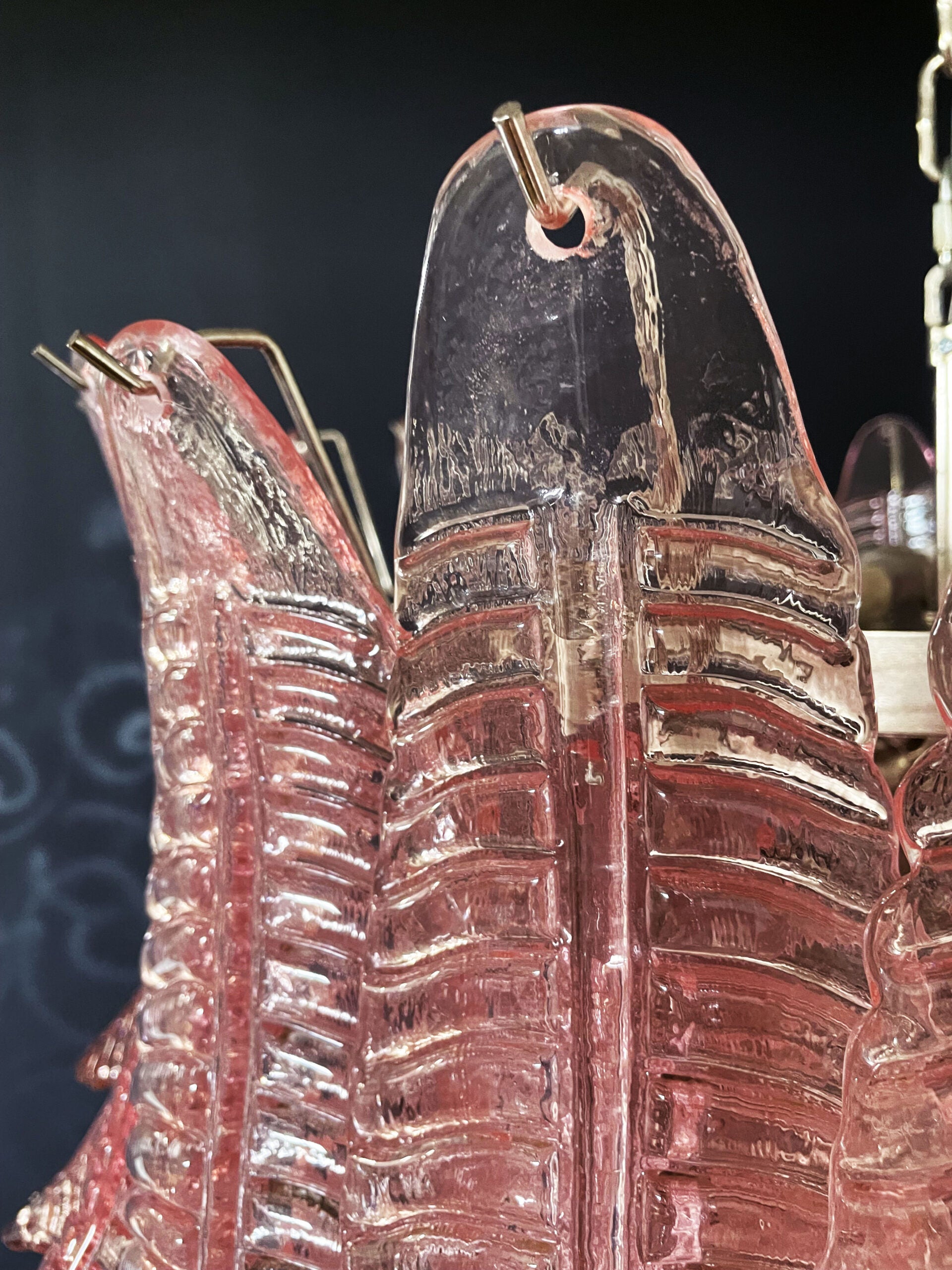 Murano Chandelier – 75 Pink Felci Glass – detail 8 – Murano Classics