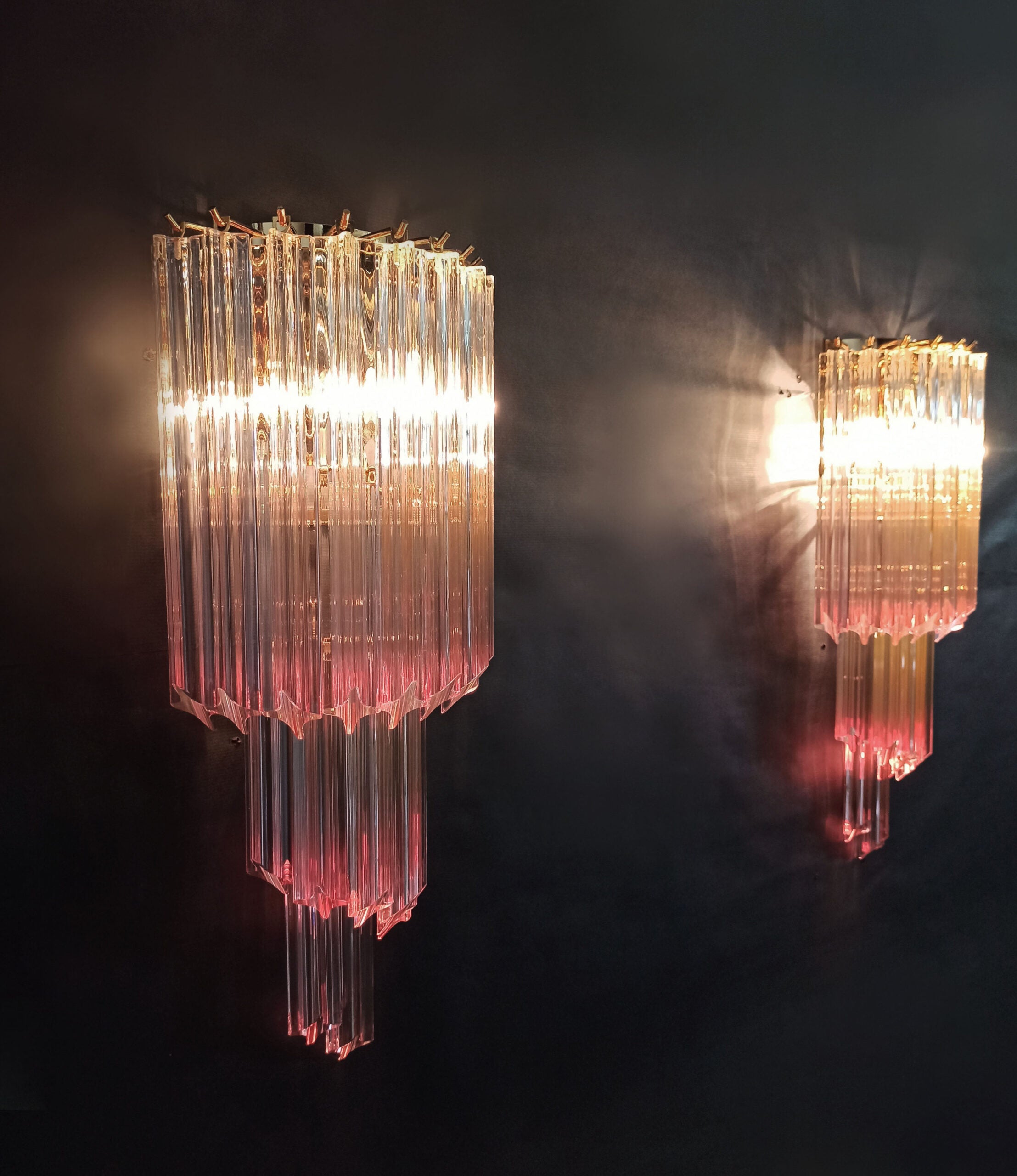 Murano Vegglampe – 32 Klare Rosa Prismeglass – 2 stk – detalj 10 – Murano Classics