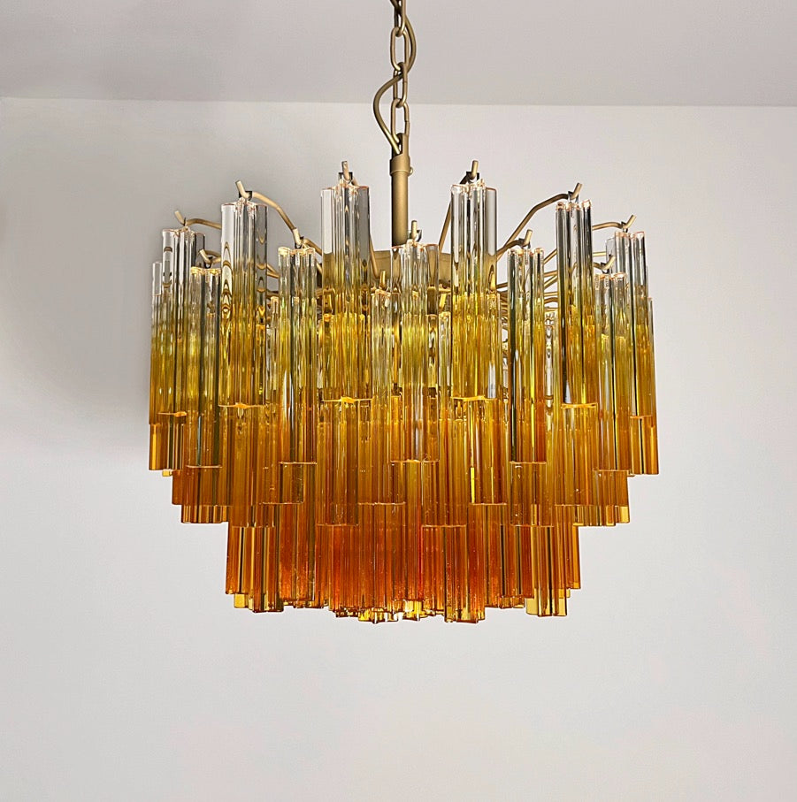 Murano Lysekrone | 107 Gule Prismeglass