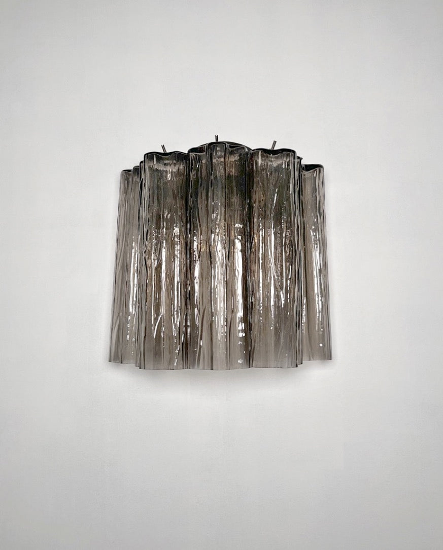 Murano Vegglampe | 5 Røykfargede Rørglass | 1 par