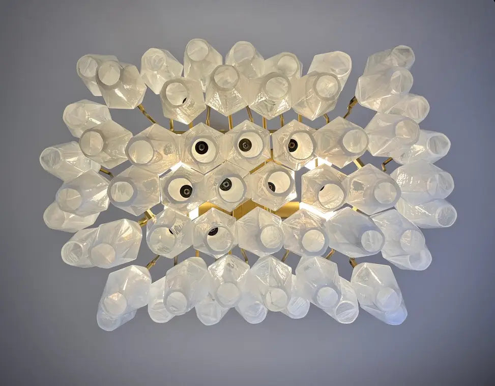 Murano Kroonluchter | 56 Alabaster Wit Poliedri Glas