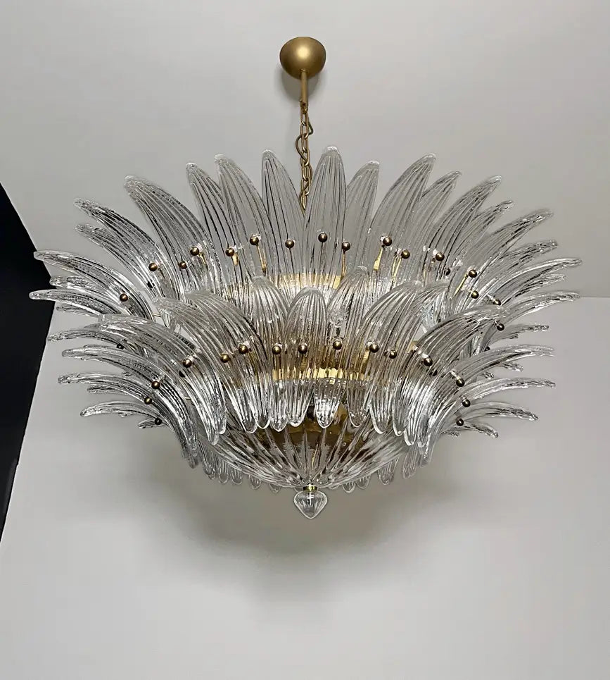 Murano Chandelier – 82 Clear Palmette Glass – detail 5 – Murano Classics