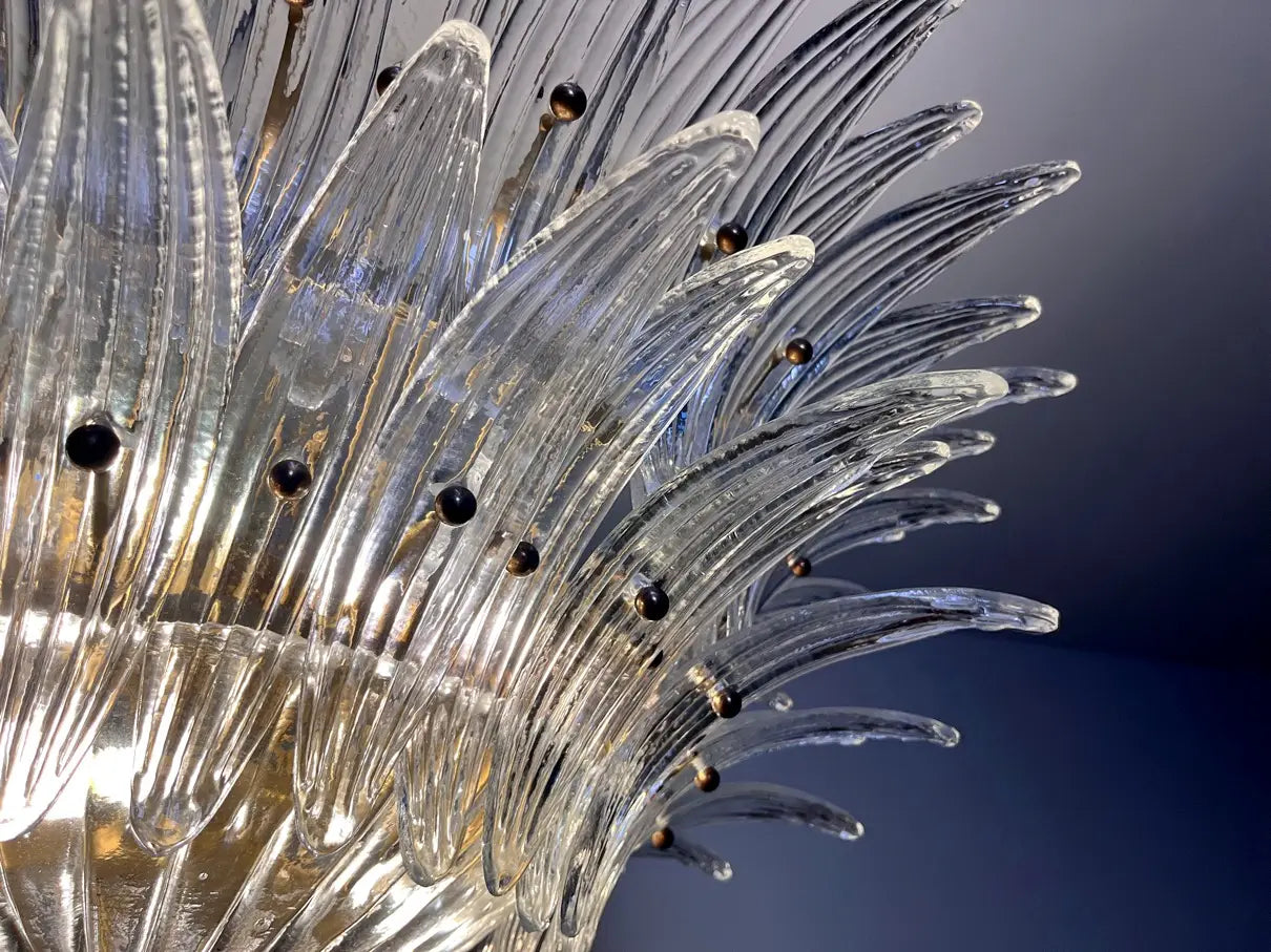 Murano Chandelier – 82 Clear Palmette Glass – detail 7 – Murano Classics