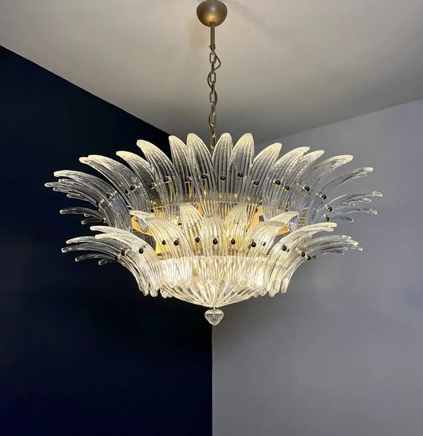 Murano Chandelier – 82 Clear Palmette Glass – detail 9 – Murano Classics