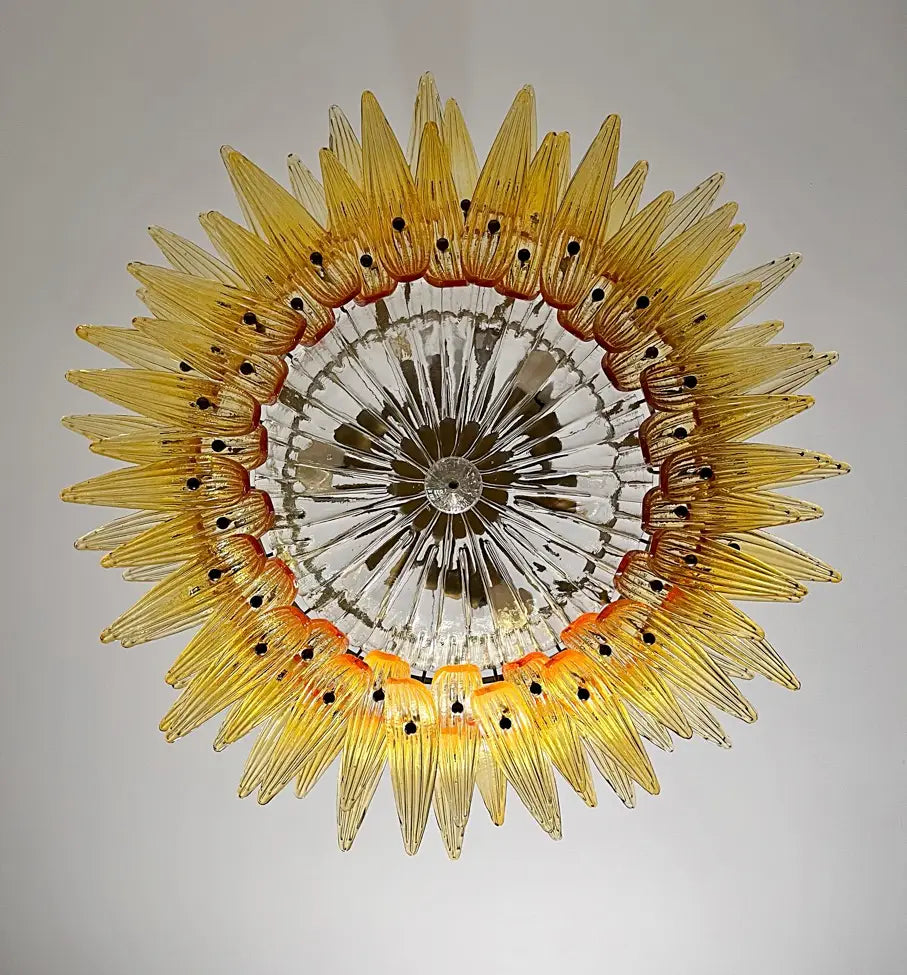 Murano Chandelier | 82 Yellow Palmette Glass