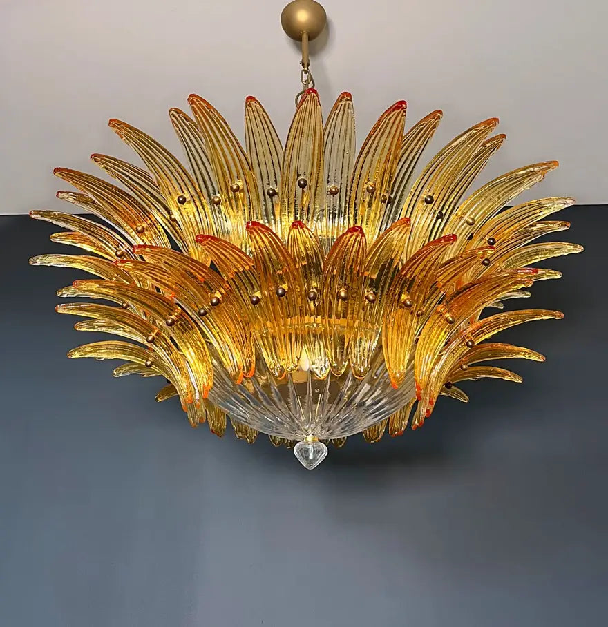 Murano Chandelier – 82 Yellow Palmette Glass – detail 4 – Murano Classics