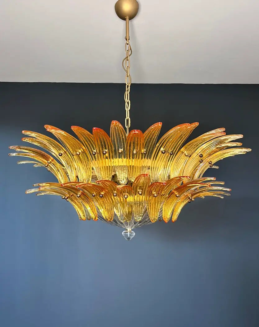 Murano Chandelier | 82 Yellow Palmette Glass